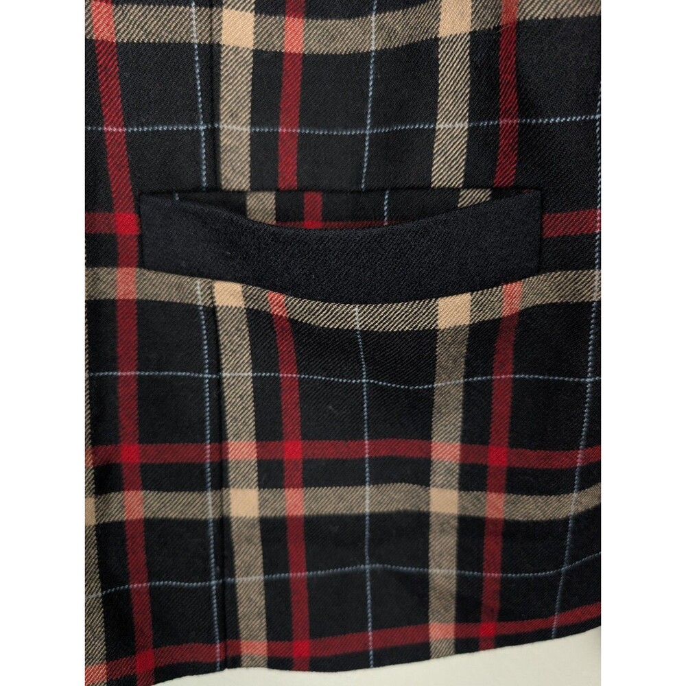 PENDLETON Women's 18 Black Red Tan Plaid 100% Virgin Wool Lined Button Jacket - Picture 6 of 12